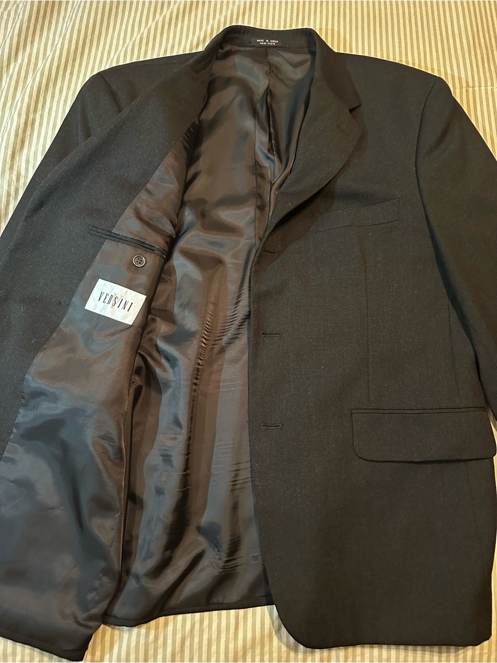 Men Versini Black Blazer 100% Pure New Wool 42S 3 Botton Jacket